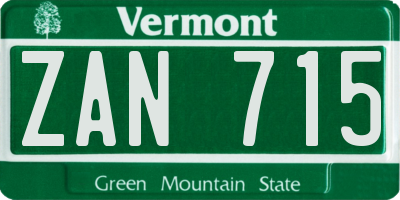 VT license plate ZAN715