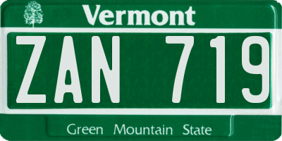 VT license plate ZAN719