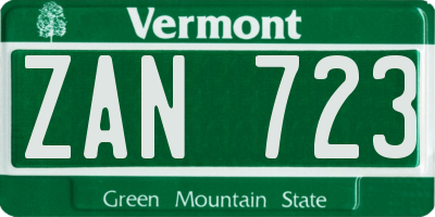 VT license plate ZAN723