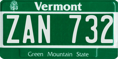 VT license plate ZAN732