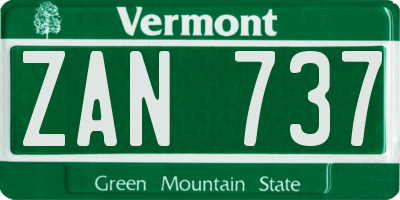 VT license plate ZAN737