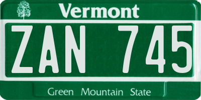 VT license plate ZAN745