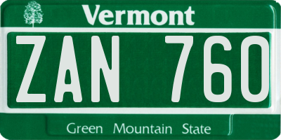VT license plate ZAN760