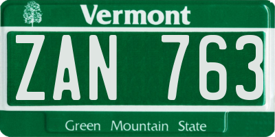 VT license plate ZAN763