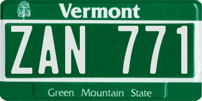 VT license plate ZAN771