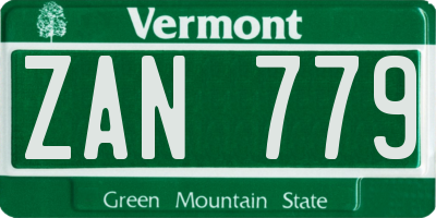 VT license plate ZAN779