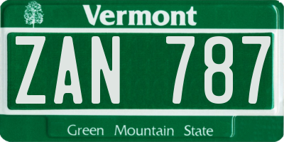 VT license plate ZAN787