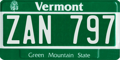 VT license plate ZAN797