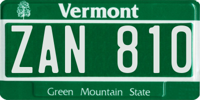 VT license plate ZAN810