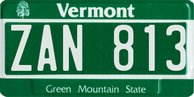 VT license plate ZAN813