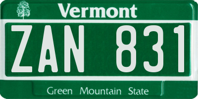 VT license plate ZAN831