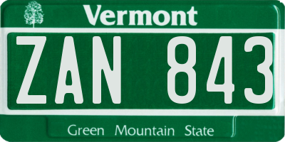 VT license plate ZAN843