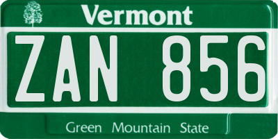 VT license plate ZAN856