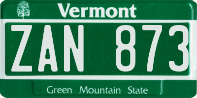 VT license plate ZAN873