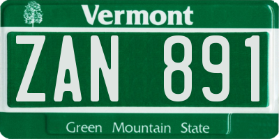 VT license plate ZAN891