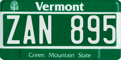 VT license plate ZAN895