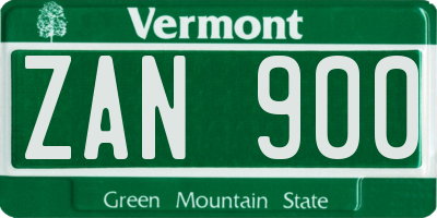 VT license plate ZAN900