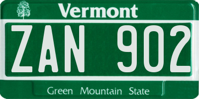 VT license plate ZAN902