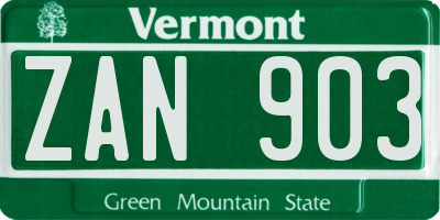 VT license plate ZAN903