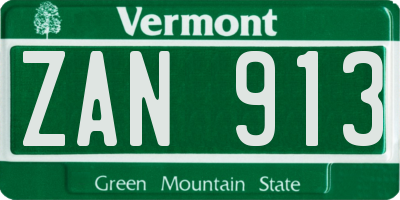 VT license plate ZAN913