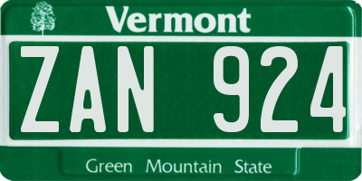 VT license plate ZAN924