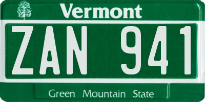 VT license plate ZAN941