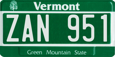 VT license plate ZAN951