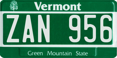VT license plate ZAN956
