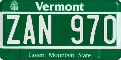 VT license plate ZAN970