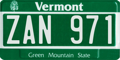 VT license plate ZAN971