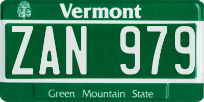VT license plate ZAN979