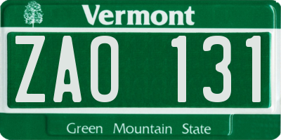 VT license plate ZAO131