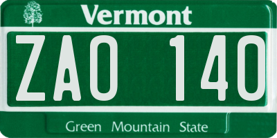 VT license plate ZAO140