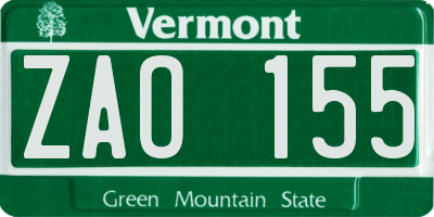 VT license plate ZAO155