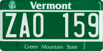 VT license plate ZAO159
