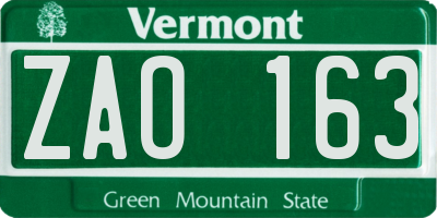 VT license plate ZAO163