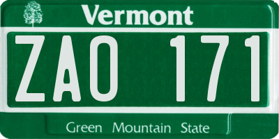 VT license plate ZAO171