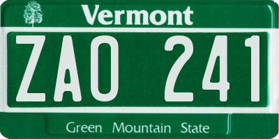 VT license plate ZAO241