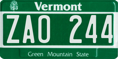 VT license plate ZAO244