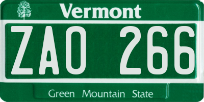 VT license plate ZAO266