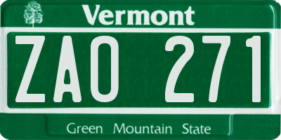 VT license plate ZAO271
