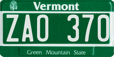 VT license plate ZAO370