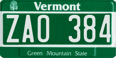 VT license plate ZAO384