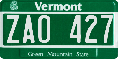 VT license plate ZAO427