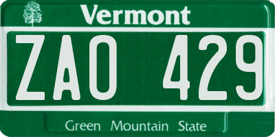 VT license plate ZAO429