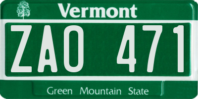 VT license plate ZAO471