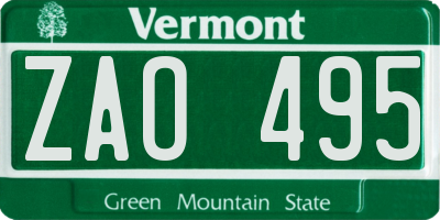 VT license plate ZAO495