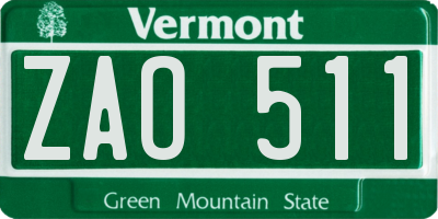 VT license plate ZAO511