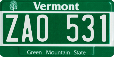 VT license plate ZAO531