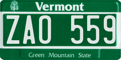 VT license plate ZAO559
